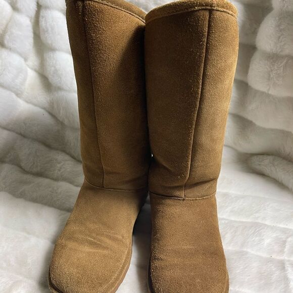BearPaw  Phylly tan leather suede wool blend lining sheepskin footbed size 11 - Picture 2 of 12